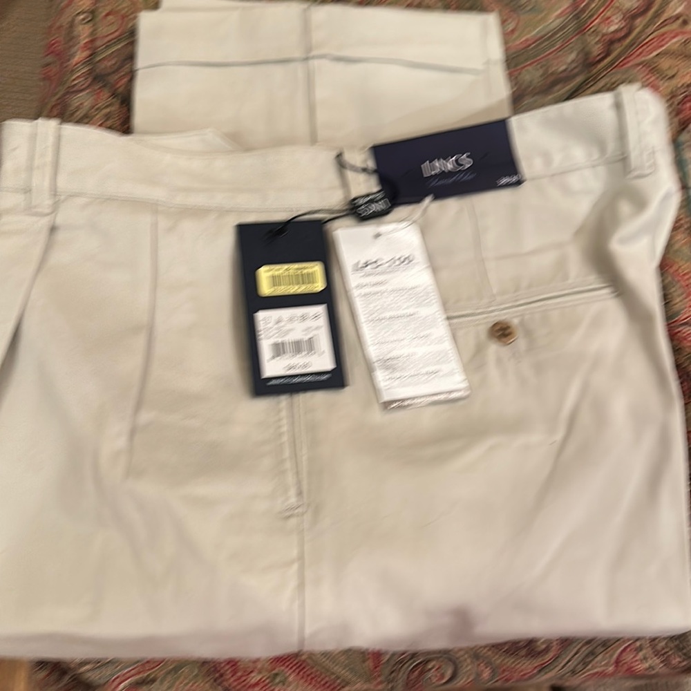 Lincs 38wx30l new with tags khaki cuffed pants classic fit wrinkle resistant